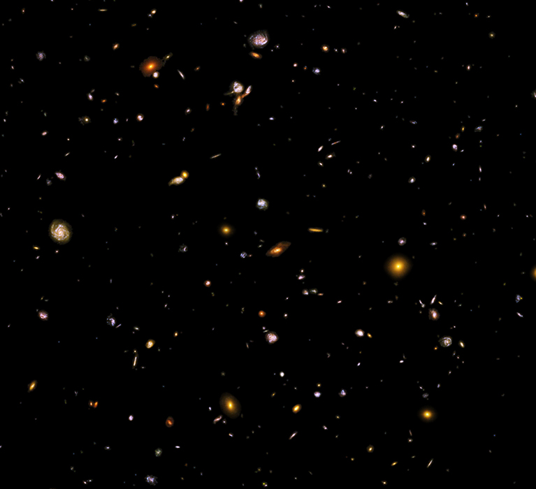 Same field showing a diversity of many redder galaxies